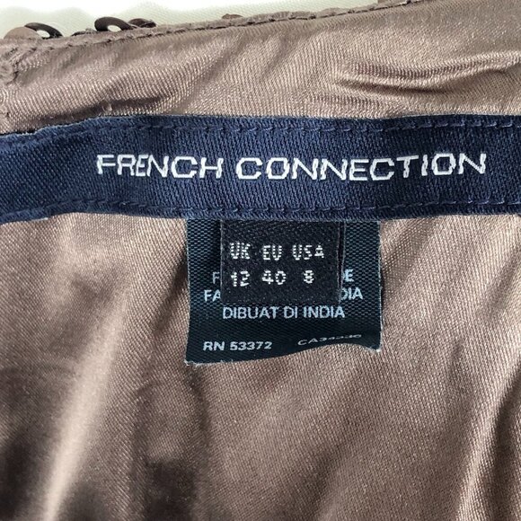 FRENCH CONNECTION Lucinda Brown Bronze Fitted Fully Sequinned Mini Dress US 8 - Picture 12 of 16